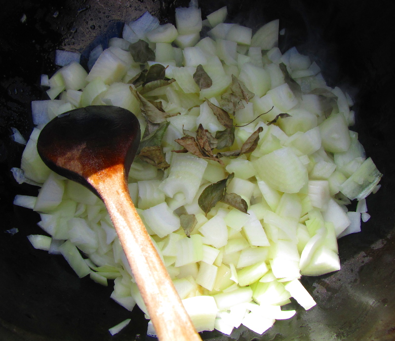Sautéing the onions