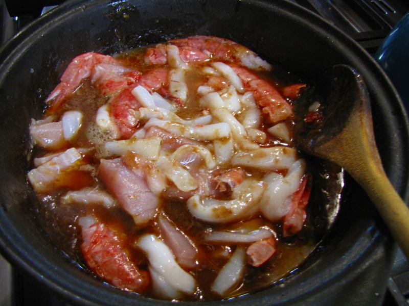 Seafood added to gumbo