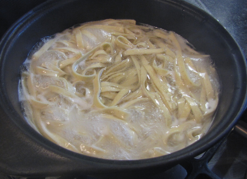 Pasta being boiled