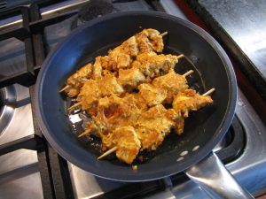 Frying Fish Tikka Skewers