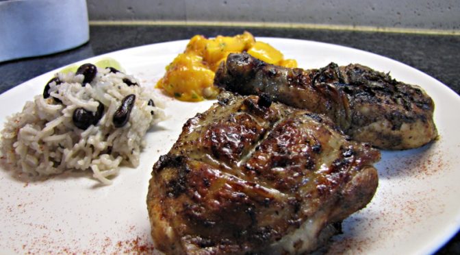 Jamaican Date Night – Caribbean Prawns, Jerk Chicken, Rice and Peas and Guinness Ice Cream