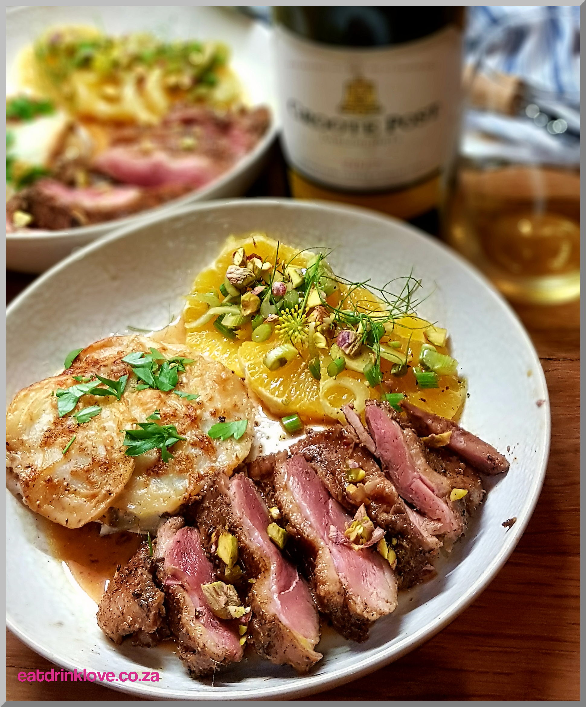 Spiced Duck Breast with Orange and Fennel Salad and Gratin Dauphinois